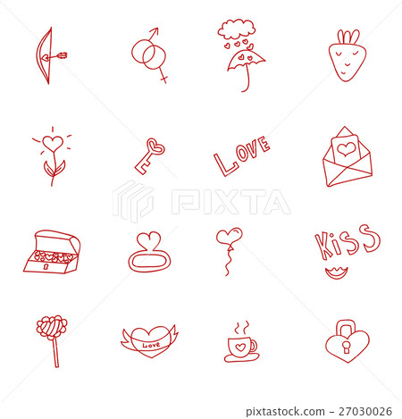 Hand drawn love and hearts doodles icon, vector. Hand drawn love and hearts doodles icon, vector. 27030026