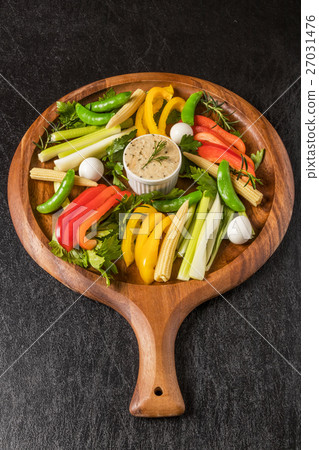 Vegetable stick and sauce Vegetables stick and anchovy source 27031476