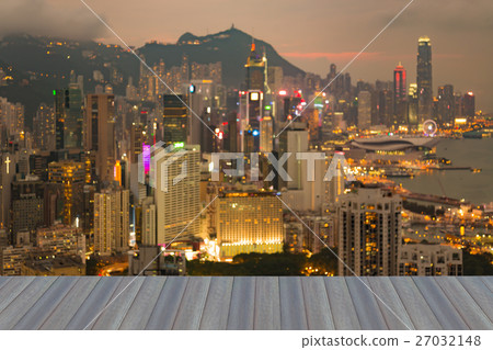 Blurred light Hong Kong city downtown 27032148