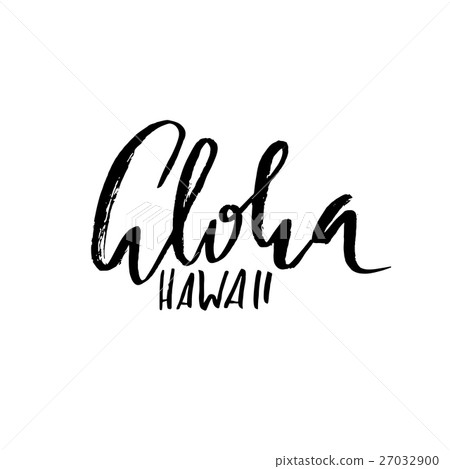 Conceptual hand drawn phrase Aloha. Lettering 27032900