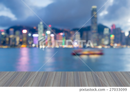 Abstract blurred bokeh lights Hong Kong city  27033099