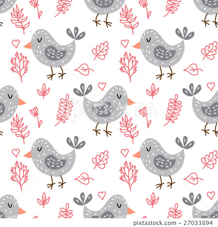 Seamless pattern with cute owls 27033894
