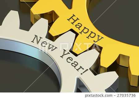 Happy New Year concept on the gearwheels 27035736