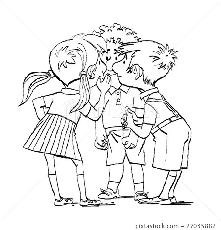Mystery, a group of children whispering Mystery, a group of children whispering 27035882