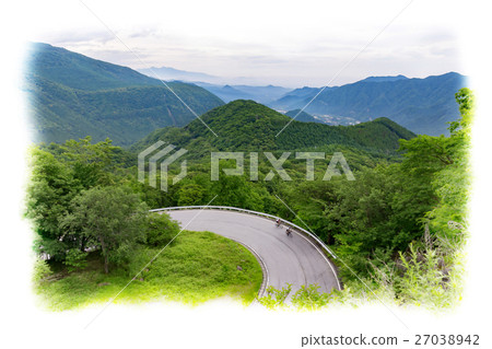 Ichihosaka in Nikko city, Tochigi prefecture (sports cycle) _ July _ Illustration style 27038942