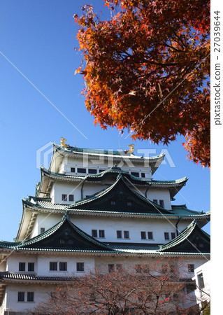[名古屋城堡的秋天清澈的城堡塔] 27039644