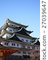 [名古屋城堡的秋天清澈的城堡塔] 27039647