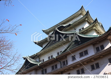 [名古屋城堡的秋天清澈的城堡塔] 27039651