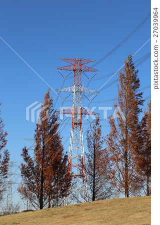High voltage cable and steel tower High voltage cable and steel tower 27039964