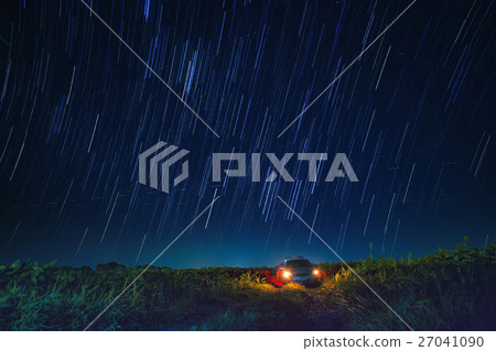 night scene of star tail and blue sky  27041090