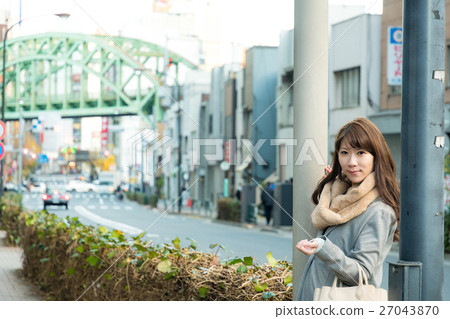 Telegraph pole and female Telegraph pole and female 27043870