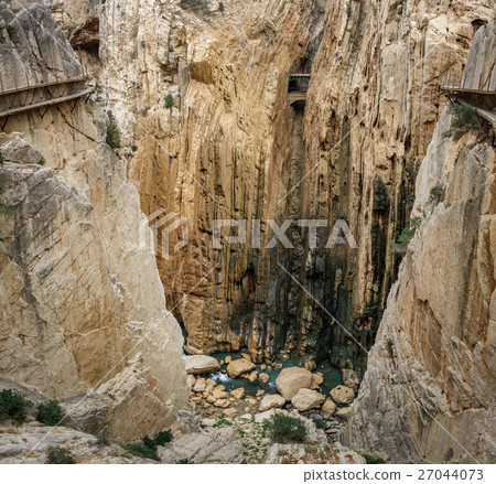 El Caminito del Rey dangerous footpath over canyon El Caminito del Rey dangerous footpath over canyon 27044073