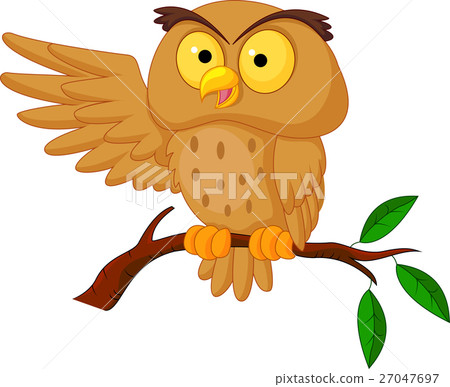 Cute owl cartoon waving Cute owl cartoon waving 27047697