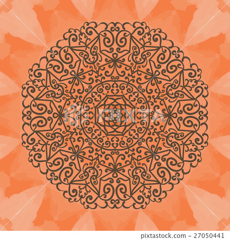 Elegant mandala-like pattern on red seamless 27050441