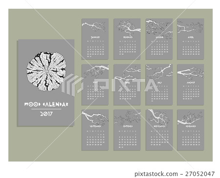 Wood calendar of 2017. Vector. Isolated Wood calendar of 2017. Vector. Isolated 27052047