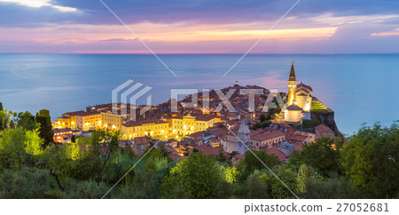 Romantic colorful sunset over picturesque old town Romantic colorful sunset over picturesque old town 27052681