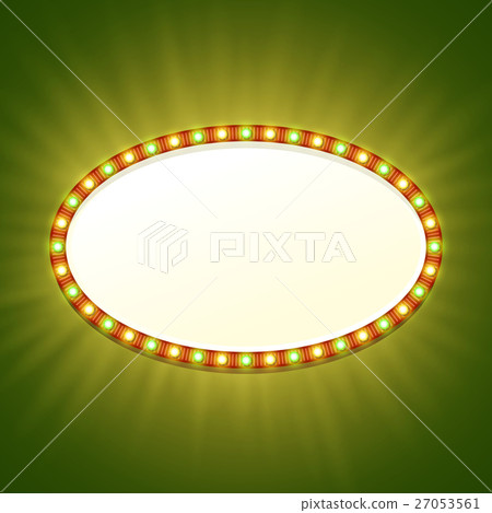 Blank 3d retro light banner with shining bulbs 27053561