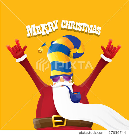 vector biker santa claus with smoking pipe. 27056744