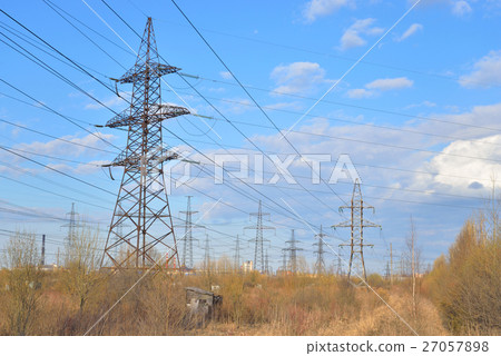 Power line in the countryside in the early spring. Power line in the countryside in the early spring. 27057898