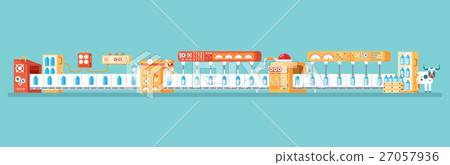 horizontal illustration of isolated milk conveyor horizontal illustration of isolated milk conveyor 27057936