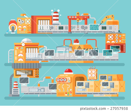 vertical illustration of conveyor for assembly and vertical illustration of conveyor for assembly and 27057938