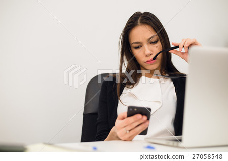 Excited businesswoman winning after achievement Excited businesswoman winning after achievement 27058548