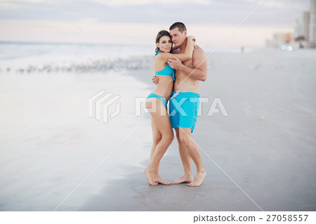 beautiful couple on the beach 27058557