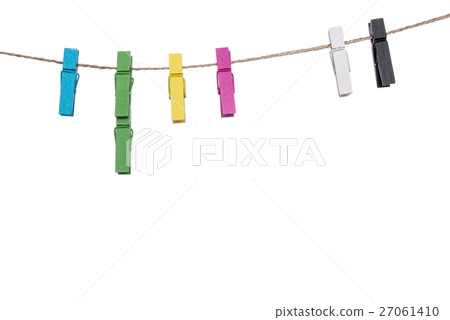 colorful clothespins on a clothesline , clamp link colorful clothespins on a clothesline , clamp link 27061410