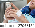 Female Patient Using Mobile Phone In Hospital Bed 27062484