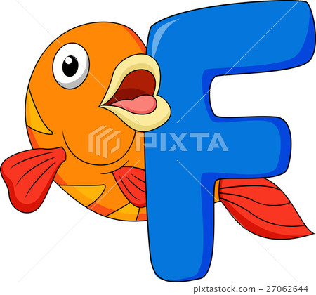 Alphabet F with fish cartoon 27062644