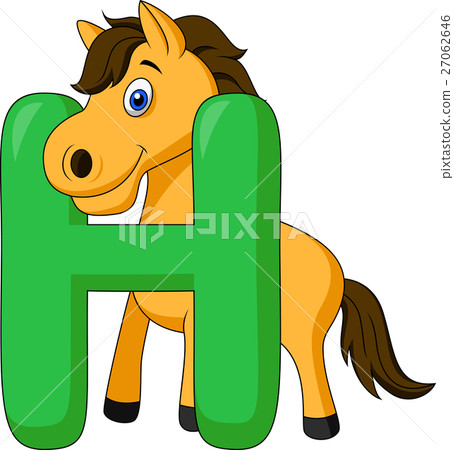 Alphabet H with horse cartoon 27062646