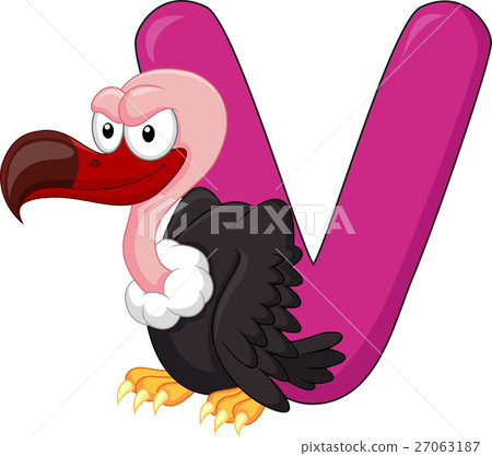 Alphabet V with vulture cartoon 27063187