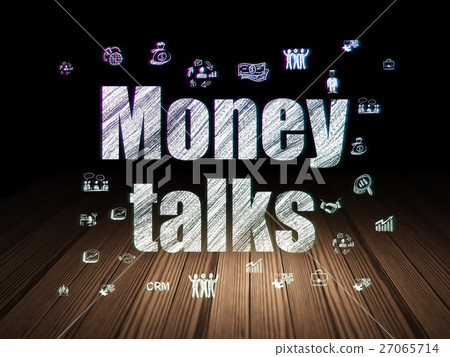 Finance concept: Money Talks in grunge dark room Finance concept: Money Talks in grunge dark room 27065714
