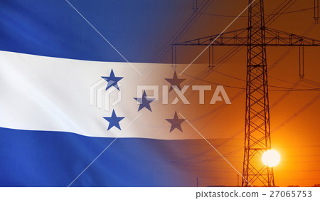 Energy Concept Honduras Flag with sunset powerpole 27065753