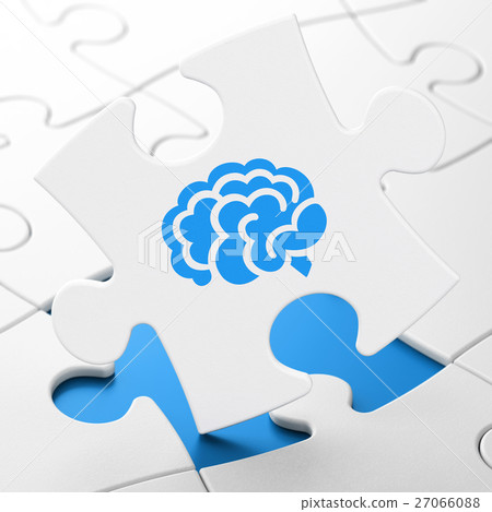 Science concept: Brain on puzzle background 27066088