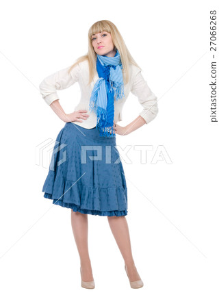 Emotional blonde with a scarf on a neck 27066268