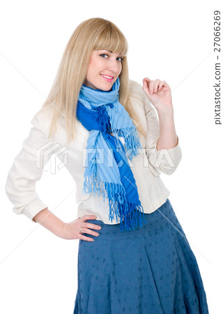 The beautiful blonde in a white jacket  27066269