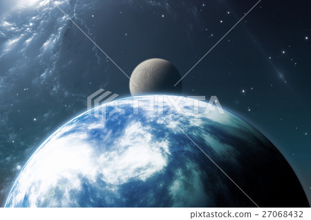 Earth like planet or Extrasolar planet with moon 27068432