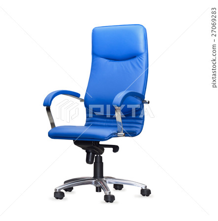 The office chair from bue leather. Isolated The office chair from bue leather. Isolated 27069283