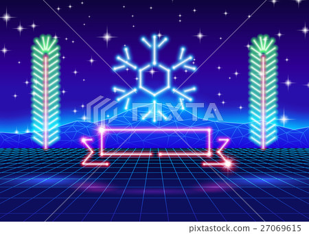 Christmas card with 80s neon snowflake Christmas card with 80s neon snowflake 27069615