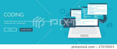 Vector illustration. Flat background. Coding - Stock Illustration ...
