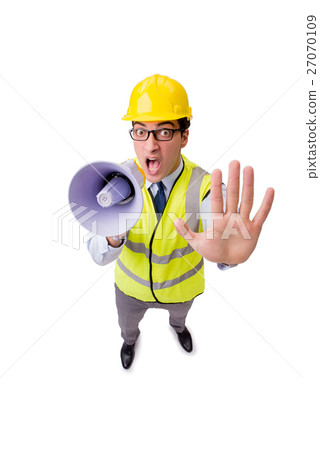 Angry construction supervisor isolated on white Angry construction supervisor isolated on white 27070109