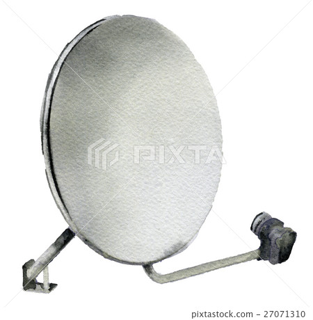 watercolor sketch of satellite dish on a white watercolor sketch of satellite dish on a white 27071310