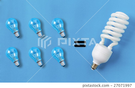 Spiral light blub and old light blubs. 27071997