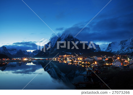 sunset  in Reine Village, Lofoten Islands, Norway 27073266