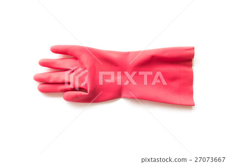 Red rubber gloves for cleaning on white Red rubber gloves for cleaning on white 27073667