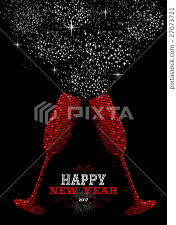 Happy New Year 2017 red party drink illustration Happy New Year 2017 red party drink illustration 27073721