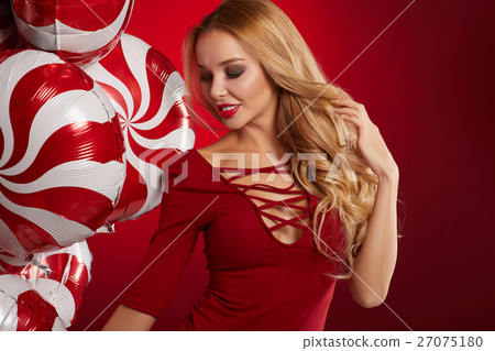 beautiful girl in the studio for the new year, christmas beautiful girl in the studio for the new year, christmas 27075180