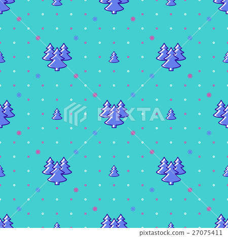 Winter landscape seamless pattern, holiday 27075411