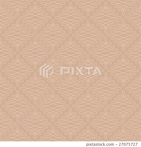 Neutral Seamless Linear Flourish Pattern. Neutral Seamless Linear Flourish Pattern. 27075727